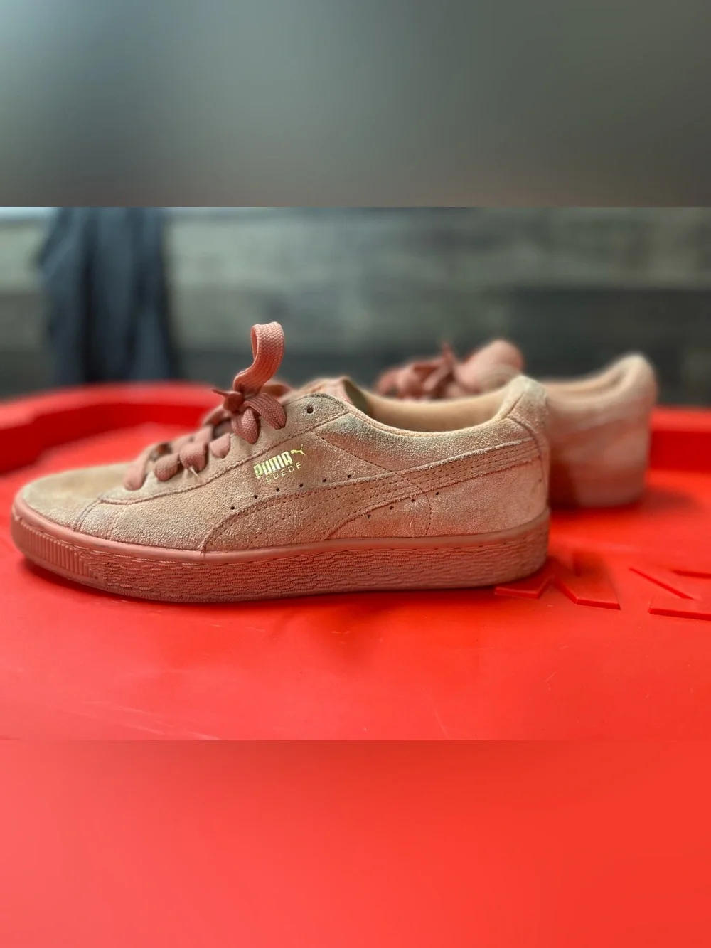 2 pairs Puma Kids Suede Sneakers in Dusty Rose light blue  with Gold Logo